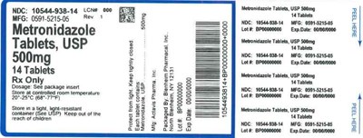 Label 500mg 14ct - LABEL METRONIDAZOLE TABS 500MG BPI(10544 938 14) WATSON(0591 5215 05) REV1